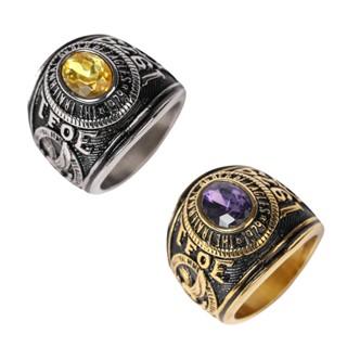 Nhẫn Trơn Thép Không Gỉ TFOE Đính Đá Quý Size 6-11