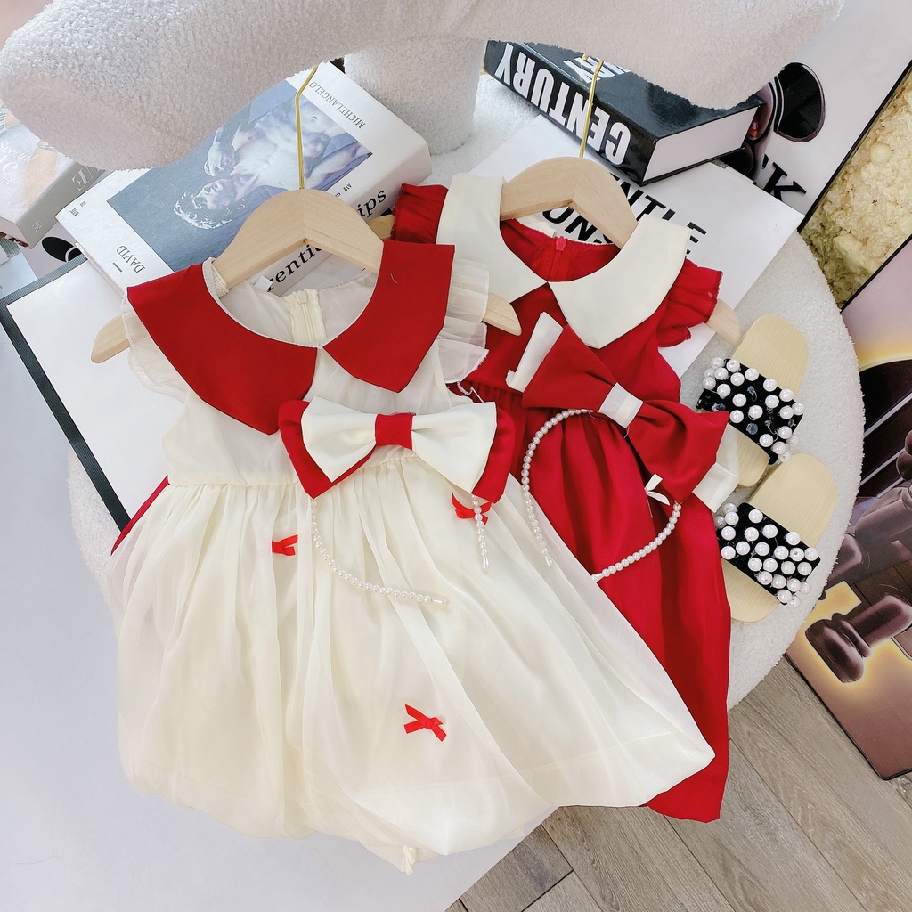 Đầm Công Chúa tay phồng ,Đầm tơ 2 lớp  Siêu Xinh ,Váy Tiểu Thư Song Ngư Kids  - VH02