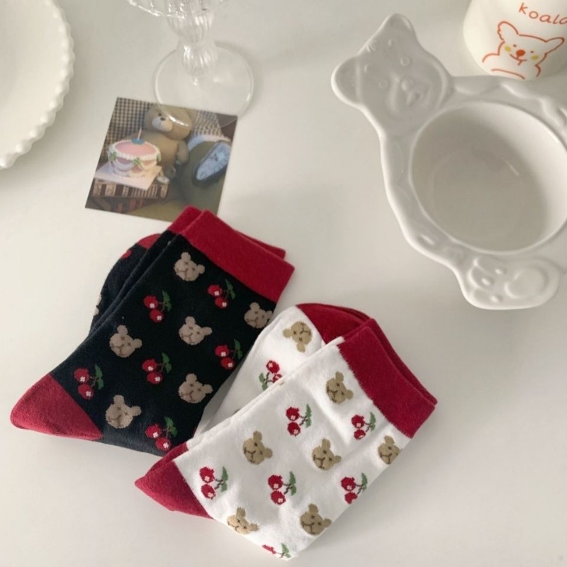 Vớ Cotton Cổ Cao In Họa Tiết Hoạt Hình Phong Cách Nhật Bản Dễ Thương Thời Trang Thu Đông Cho Nữ