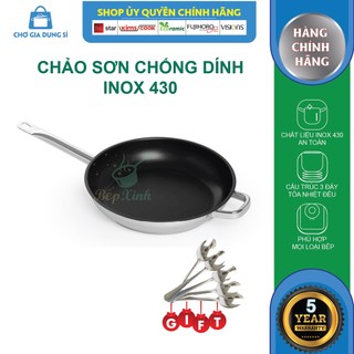Chảo chống dính 3 đáy inox 430 Fivestar Standard tặng 5 muỗng ăn
