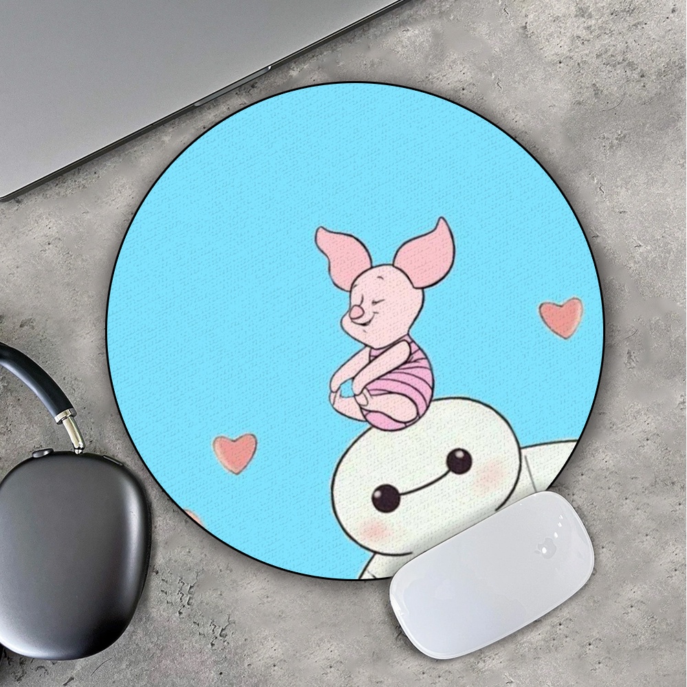 Lót Chuột Gaming in hình Baymax Stitch Pooh Nhân Vật Hoạt Hình Pad decor bàn làm việc chơi game size 35cm