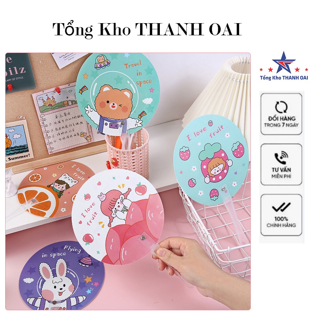 Quạt Nhựa Cầm Tay, Quạt Mini Cầm Tay Cute Hình Tròn Gọn Nhẹ, Tiện Lợi Mùa Hè 2022