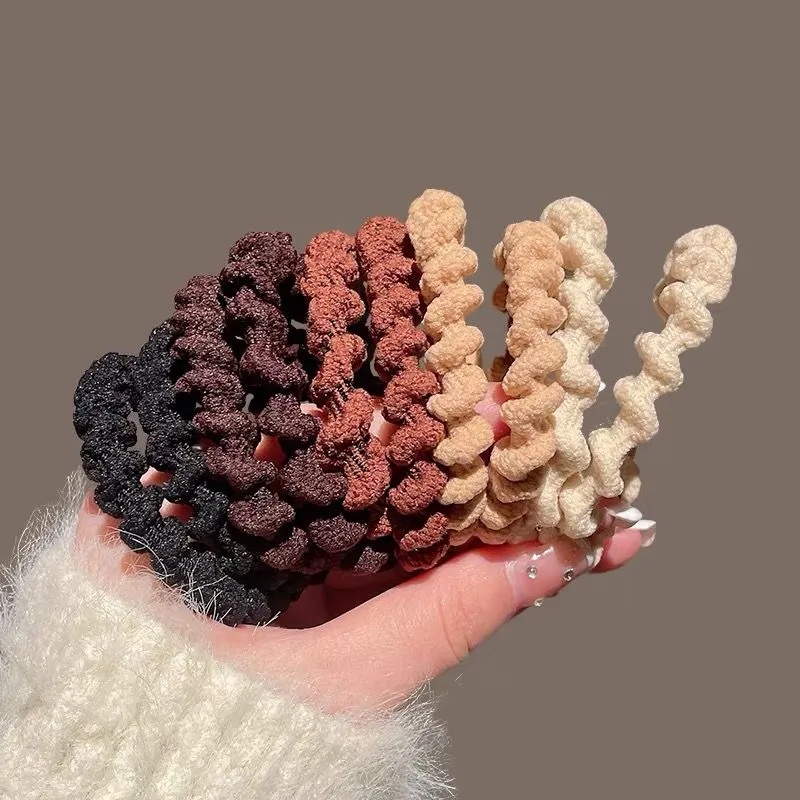 Dây Buộc Tóc Cao Su Co Giãn Họa Tiết Gợn Sóng Đơn Giản Thanh Lịch Cho Nữ