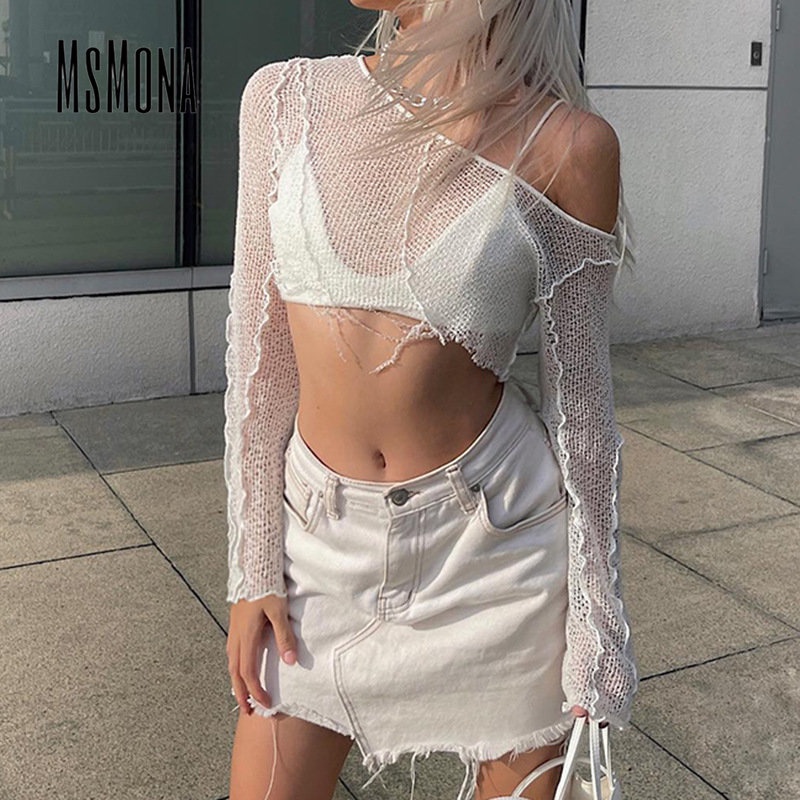 MsMona Áo Thun Dài Tay Màu Trơn Thời Trang 2023 Cho Nữ