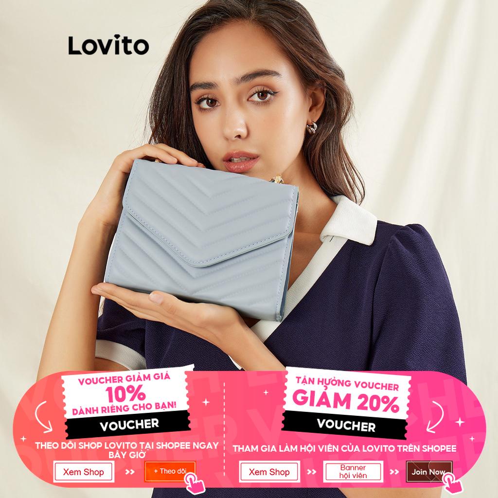 Túi vuông Lovito Mô hình Chevron Chuỗi chần cổ điển Tao nhã L30BA01 (Nâu / Xanh nhạt / Đen)