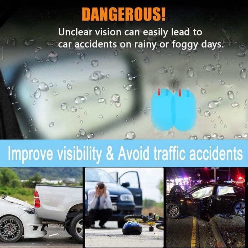 Set 2 miếng dán gương chiếu hậu xe hơi HDOORLINK chống thấm nước chống nhòe đảm bảo an toàn lái xe tiện lợi