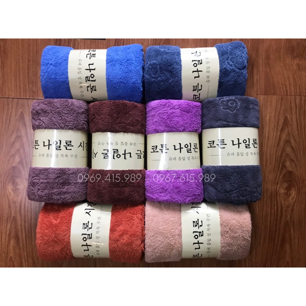 Khăn tắm lông cừu Hàn Quốc mềm mịn thấm hút nước tốt, in hình ngộ nghĩnh, cỡ lớn 70x140cm