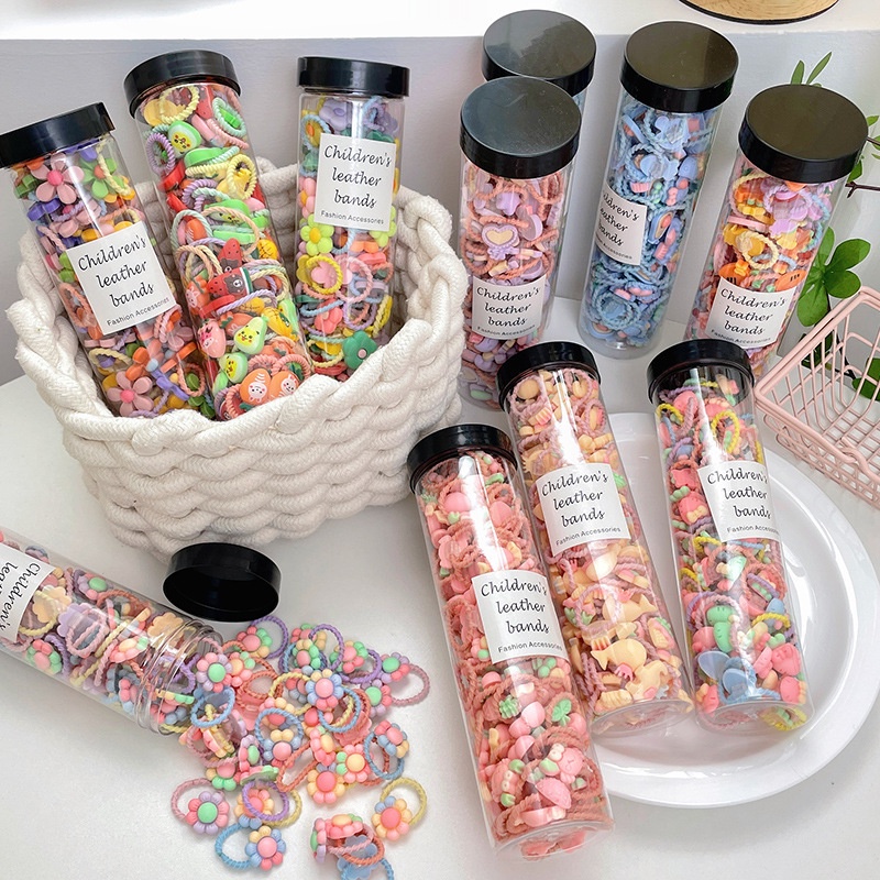Set 20 Dây Buộc Tóc Cao Su Không Đau Họa Tiết Hoạt Hình Phong Cách Hàn Quốc Cho Bé