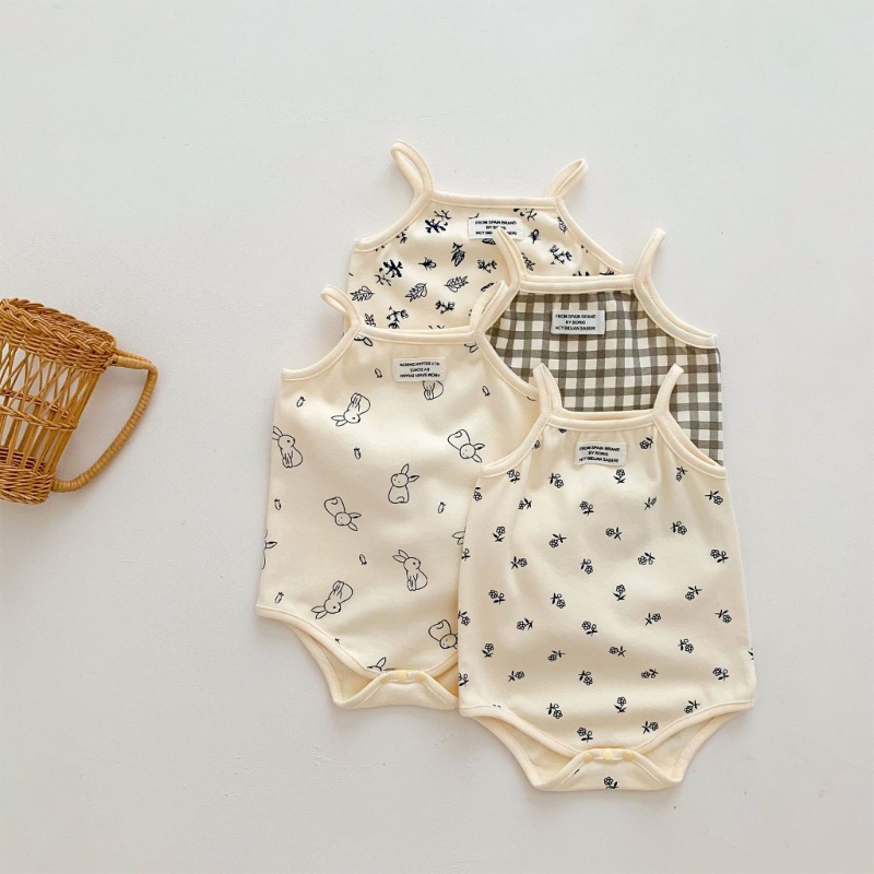 Bộ Áo Liền Quần Sát Nách Chất Liệu Cotton Thời Trang Mùa Hè Cho Bé