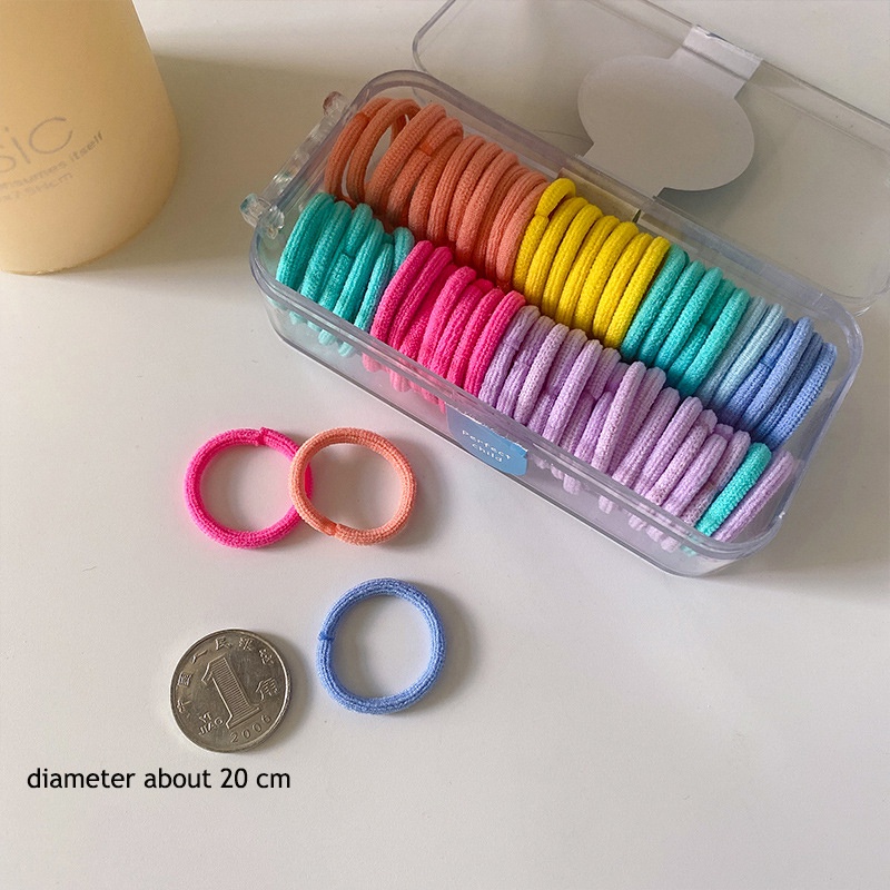 Hộp 60 Dây Buộc Tóc Co Giãn Nhiều Màu Sắc Không Làm Tổn Thương Tóc
