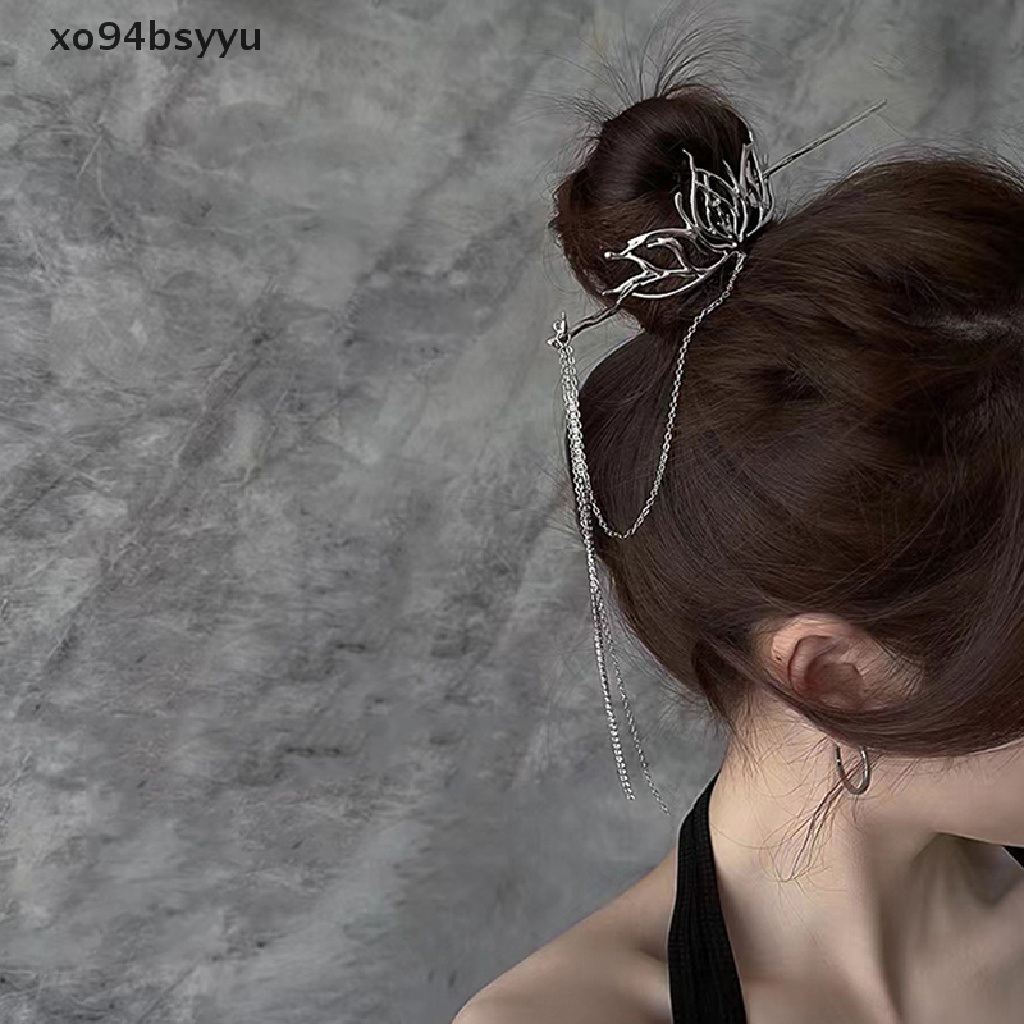 Kẹp Tóc Hình Hoa Sen Xo94Bsyu 1 Cái Bằng Bạc Phong Cách Trung Hoa