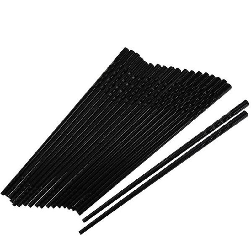 Set 10 đôi đũa nhựa Phip đen, đũa ăn xoắn 2 đâu chống trượt, chịu nhiệt tốt, không nấm mốc, mẫu mã đẹp phong cách Hàn