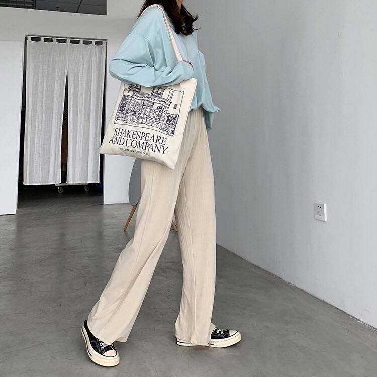 ZHELIHANGFEI Quần Dài Lưng Cao Dáng Rộng Thiết Kế Đơn Giản Hợp Thời Trang