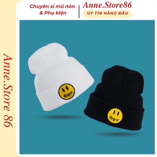 Mũ Len Mặt Cười Drew. nón beaine đi đà lạt trùm đầu nam, nữ Phong Cách thời trang Năng Động- NL03