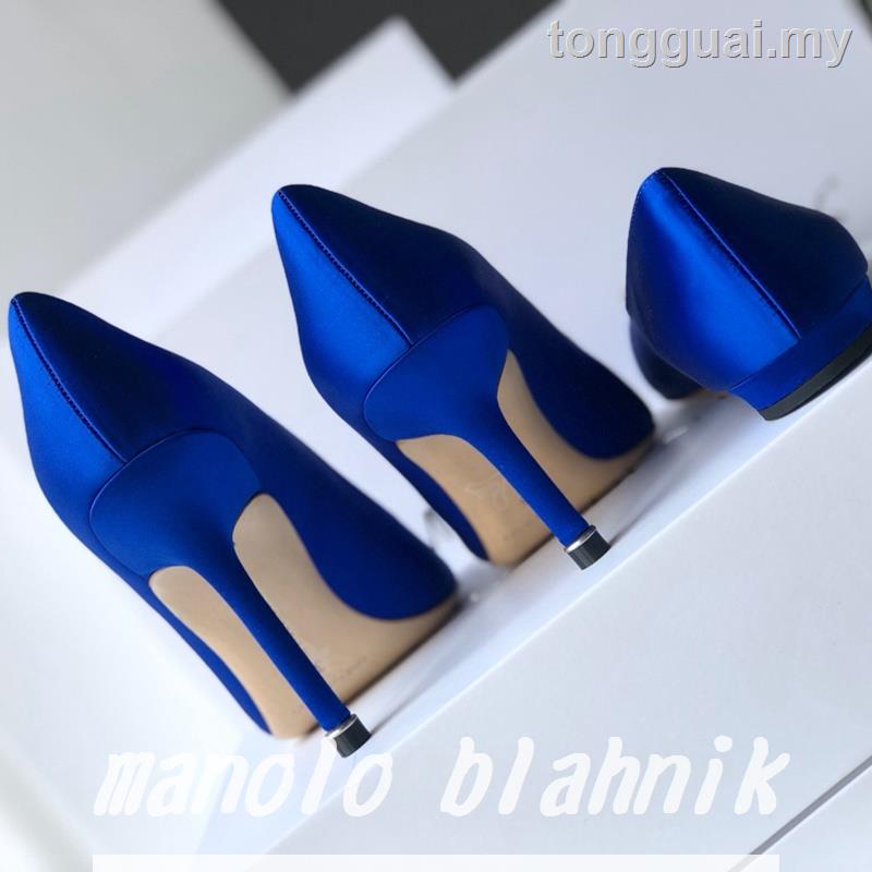 Giày Cao Gót 8cm Mũi Nhọn Đế Phẳng 6cm Bằng Lụa Pha Lê Màu Trắng Quyến Rũ Dành Cho Bạn Nữ Manolo Blahnik