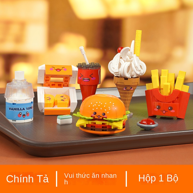 HBT Khai Sáng Khối Xây Dựng Xếp Hình Lắp Ráp Món Tráng Miệng Burger Mô Hình Đồ Chơi TRẺ EM HBT299