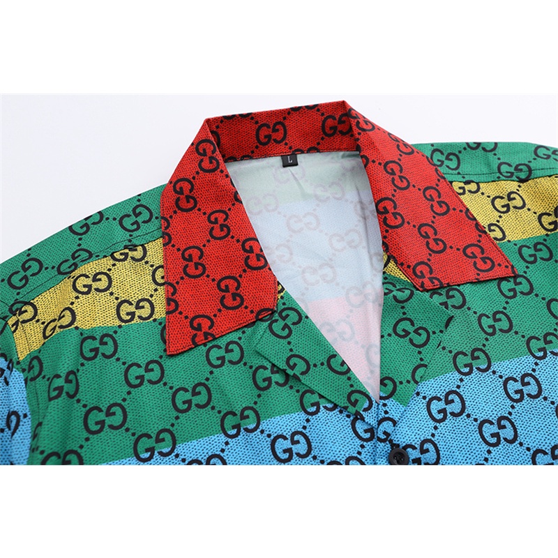 G &amp; * U- Áo Sơ Mi Thoải Mái In Biểu Tượng Đôi G &amp; U-Gim Bắt Mắt Tương Phản BDFNJTJGcolorful double G Mùa