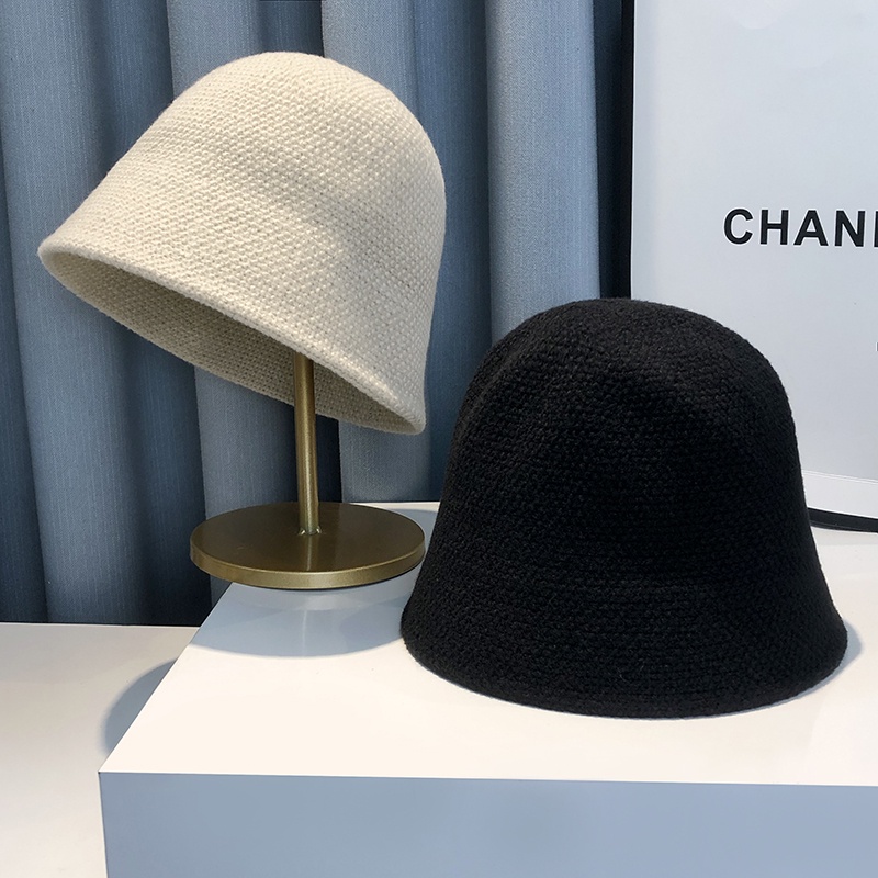 Mũ Bucket Dệt Kim Màu Sắc Trơn Phong Cách Hàn Quốc Thời Trang Thu Đông Cho Nữ