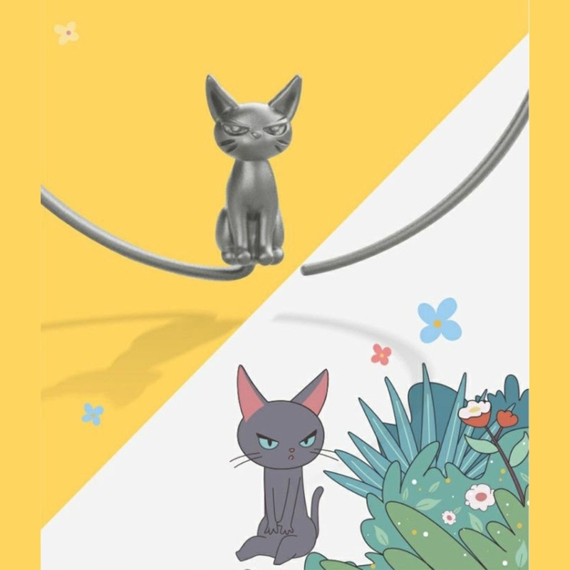 Bông Tai Hình Tròn Rỗng Phối Hình Mèo Đơn Giản Thời Trang Cho Nữ