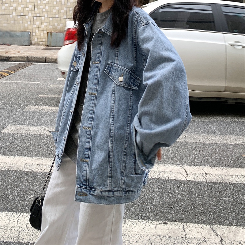 IELGY   Áo Khoác denim Kiểu Hồng Kông Thiết Kế Trẻ Trung Cho Nữ