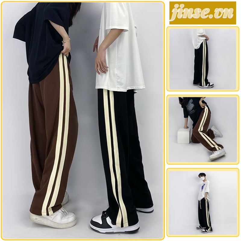 Quần Ống Rộng Nam Nữ Họa Tiết Kẻ Sọc quần baggy nam Thời Trang quần tây nam Phong Cách Hàn Quốc quần ống suông