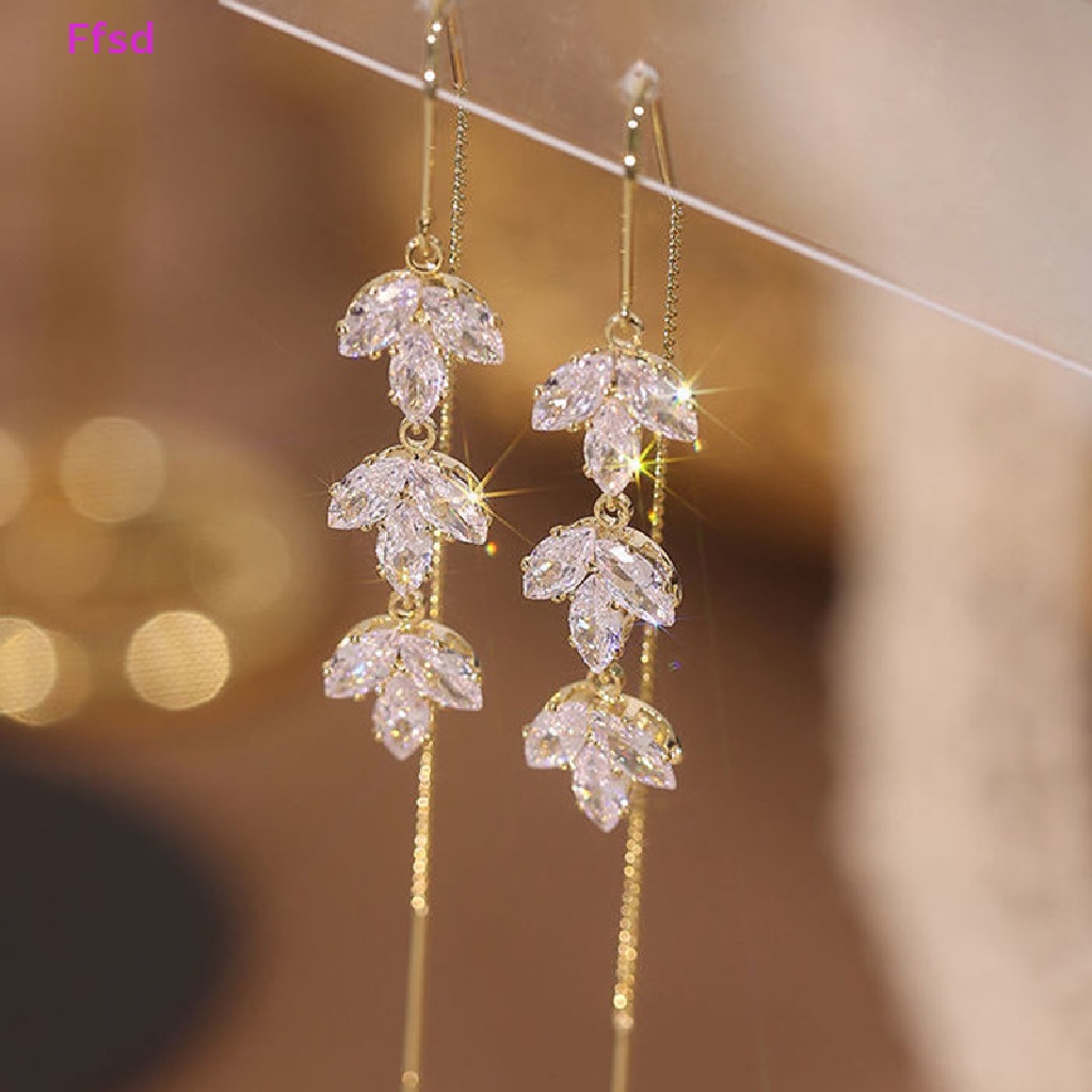 1 Đôi Bông Tai Dáng Dài Hình Hoa Đính Ngọc Trai Zircon Thời Trang Cho Nữ