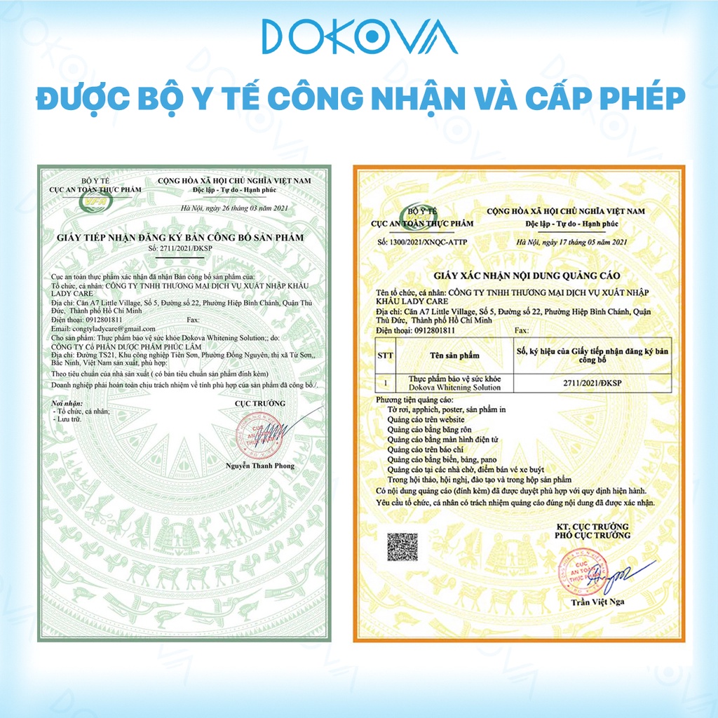 COMBO 8 Hộp Viên Uống Trắng Da Mờ Nám DOKOVA WHITENING SOLUTION Công Nghệ Hàn Quốc Tái Tạo Làn Da Khỏe Đẹp - 160 viên