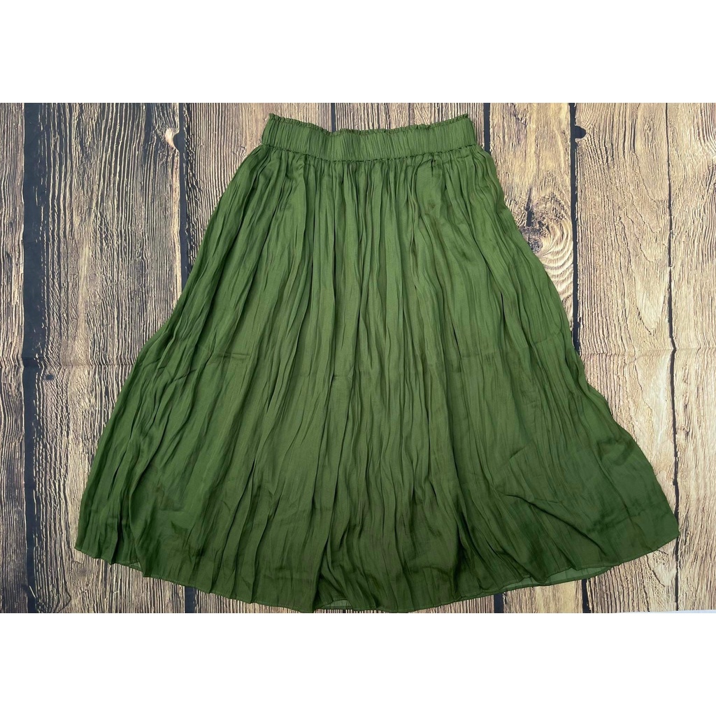 Chân váy dáng midi dập ly pleated xuất khẩu có lớp lót