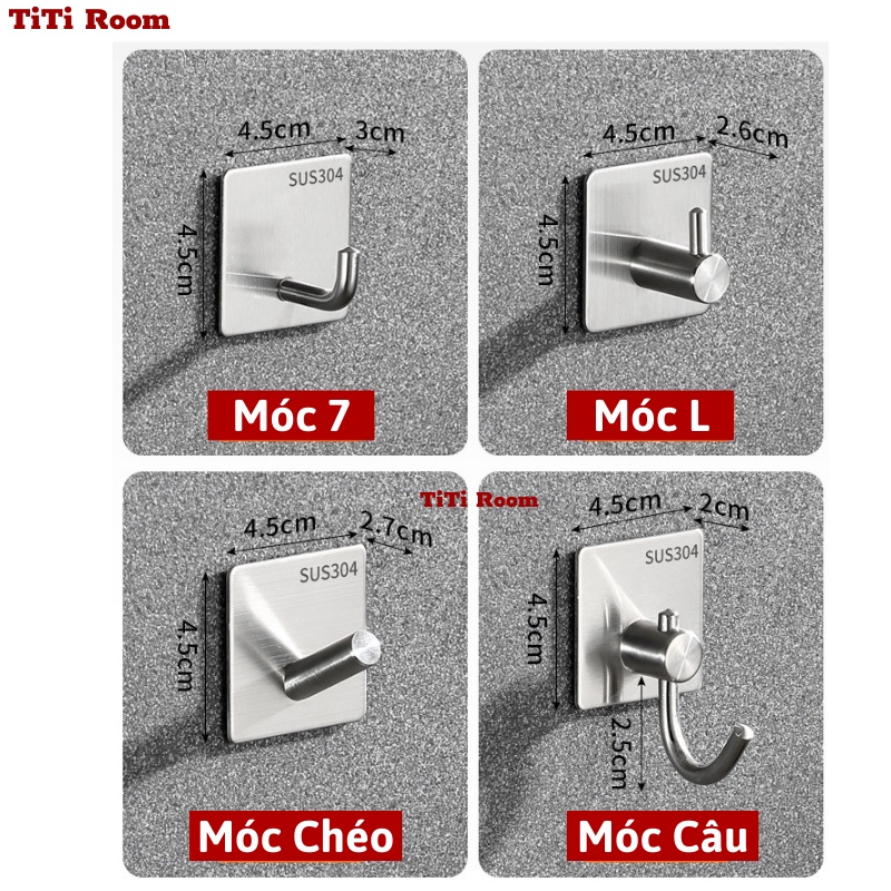 Móc treo cây chổi lau nhà, Móc dán tường chịu lực inox siêu dính treo đồ quần áo đa năng treo nhà tắm