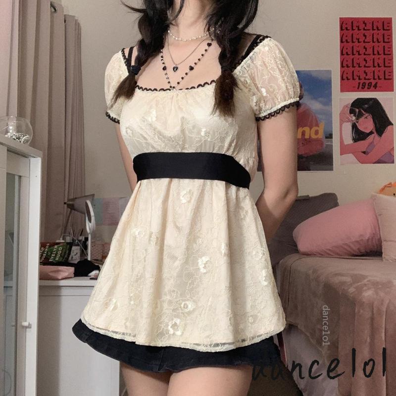 Áo Thun Nữ Tay Ngắn Phối Ren dance1o1