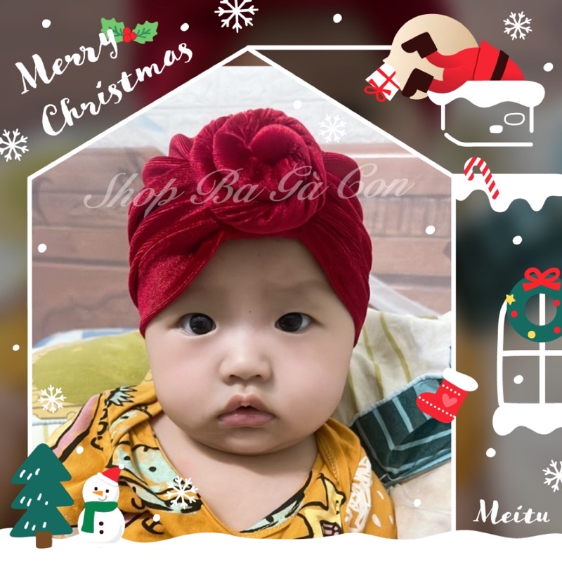 Mũ turban nhung cho bé