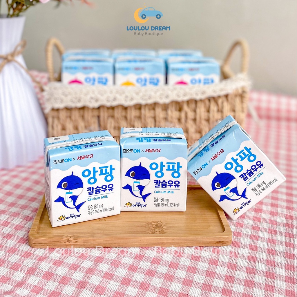 Sữa tươi Hàn Seoul Milk x Home ON Pinkfong Daesang bổ sung canxi cho bé hộp 150ml [AIR]