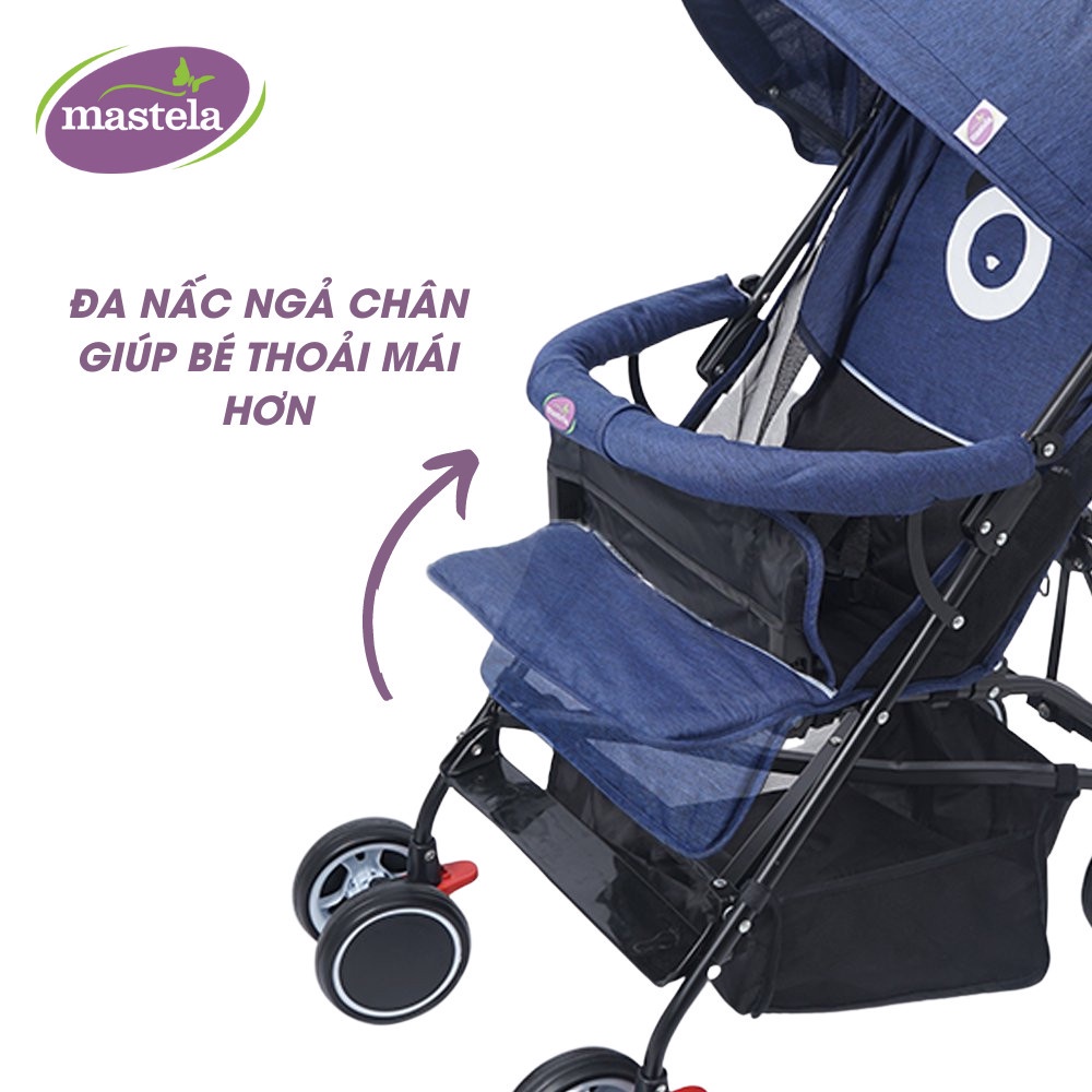 [ẢNH THẬT + VIDEO] Xe đẩy cho bé gấp gọn siêu thoáng, siêu bền lưới chống tia UV gấp gọn hình ô Mastela 605 màu xanh