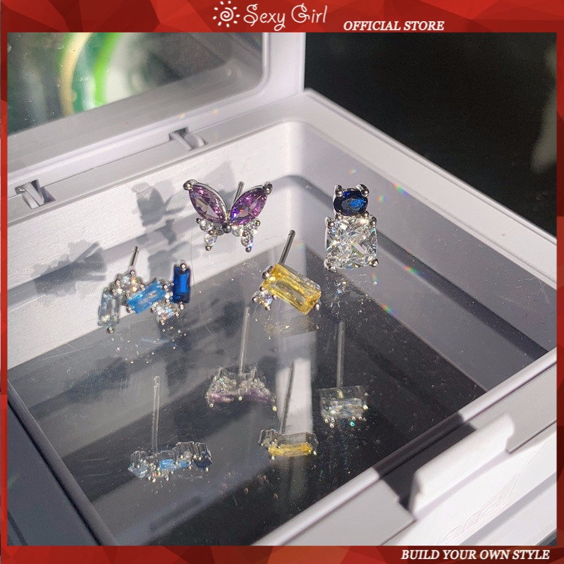 Bông Tai Hình Bướm Đính Đá Nhiều Màu Sắc Đơn Giản Quyến Rũ Cho Nữ