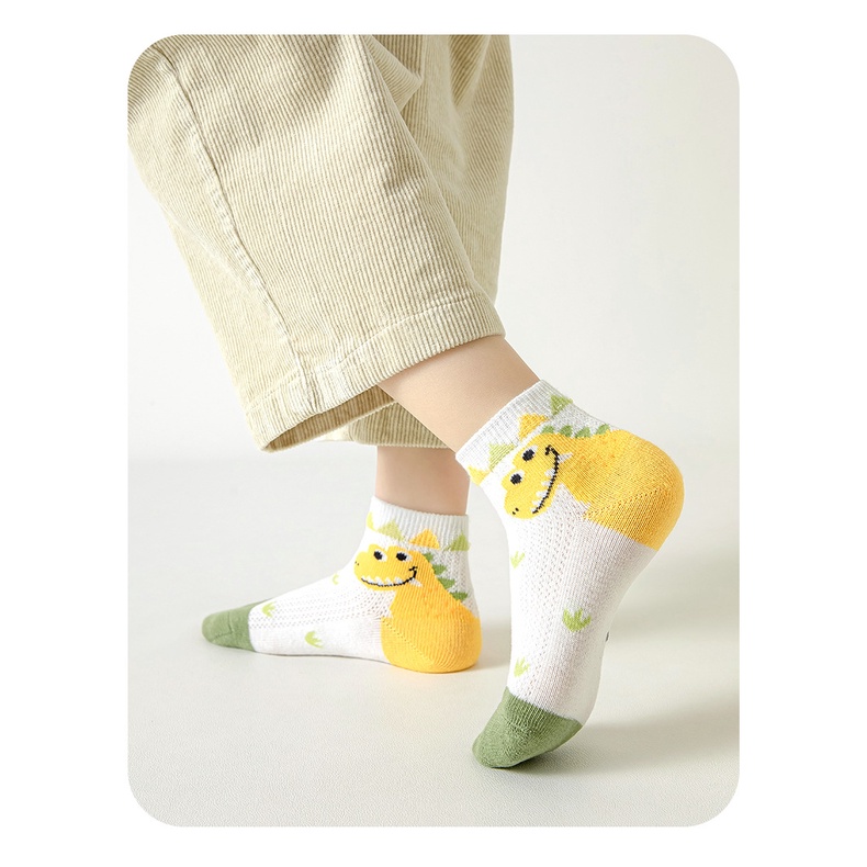 Set 5 đôi vớ KOKOROCARE ML-18 cotton họa tiết khủng long hoạt hình size S-XL xuân hè đáng yêu cho bé 1-12 tuổi
