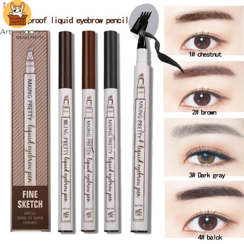 Bút Kẻ Mày Dạng Lỏng Chống Thấm Nước Thiết Kế Đầu Tán 4 Nhánh Tiện Dụng