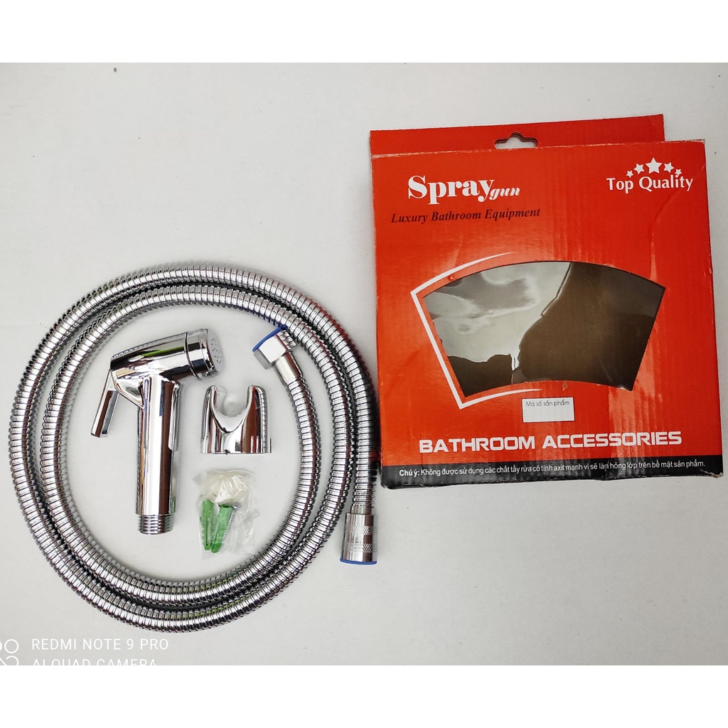 Bộ Vòi Xịt Vệ Sinh INOX tay dương nước mạnh, ti thau cao cấp KENTA VX02