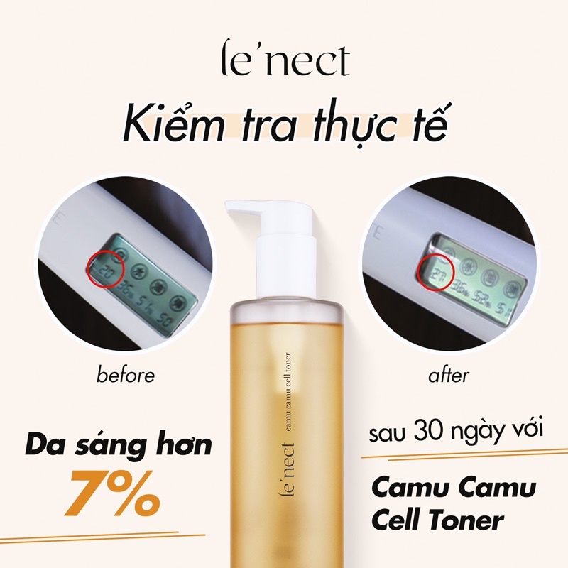 Nước cân bằng LENECT Be'Balance Camu Camu Cell Toner + Bông tẩy trang Le'nect Self Skin Pad