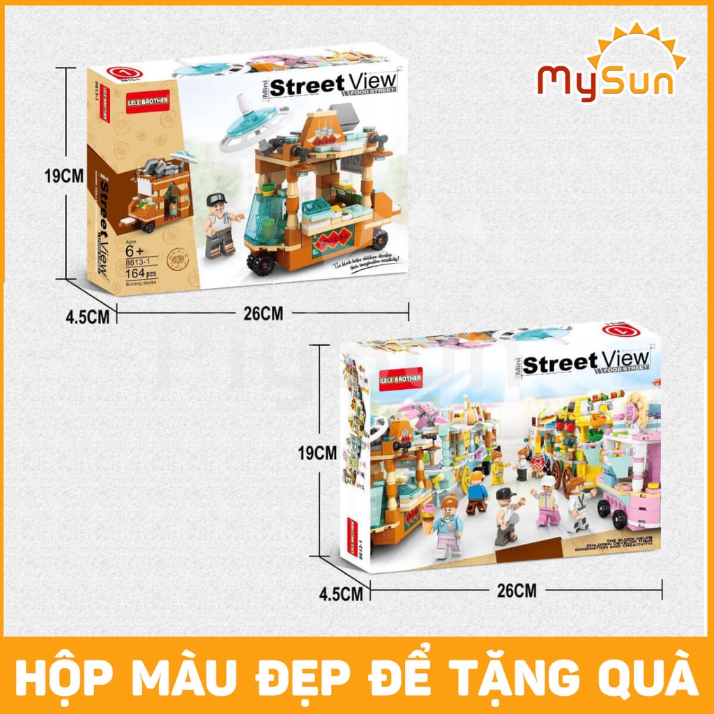 Bộ đồ chơi lắp ráp ghép xếp mô hình xe đồ ăn vặt đường phố thông minh cho bé