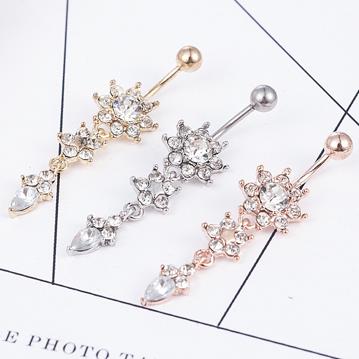 1 Khuyên Rốn Hình Bướm / Hoa Đính Đá Zircon Thời Trang