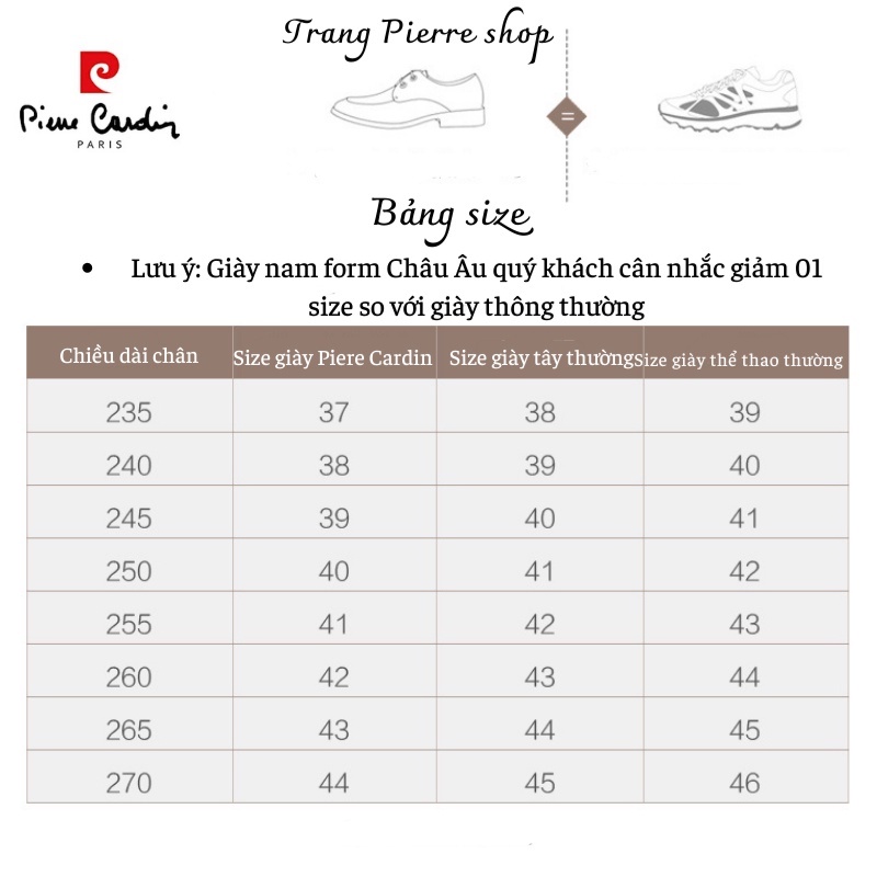 Giày Nam Pierre Cardin chính hãng P9401F560622B da dê thật màu nâu sang trongn Nam giày tây Công Sở Thoải Mái Cho Nam
