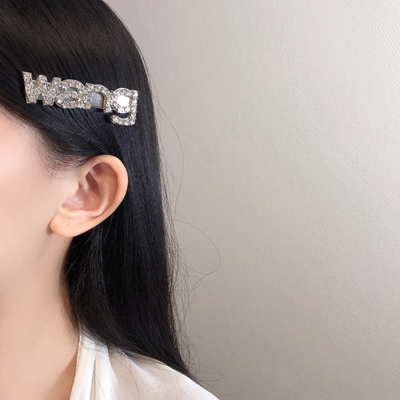 Kẹp Tóc Y2k Đính Đá Chữ Wang Ngọt Ngào Cho Nữ