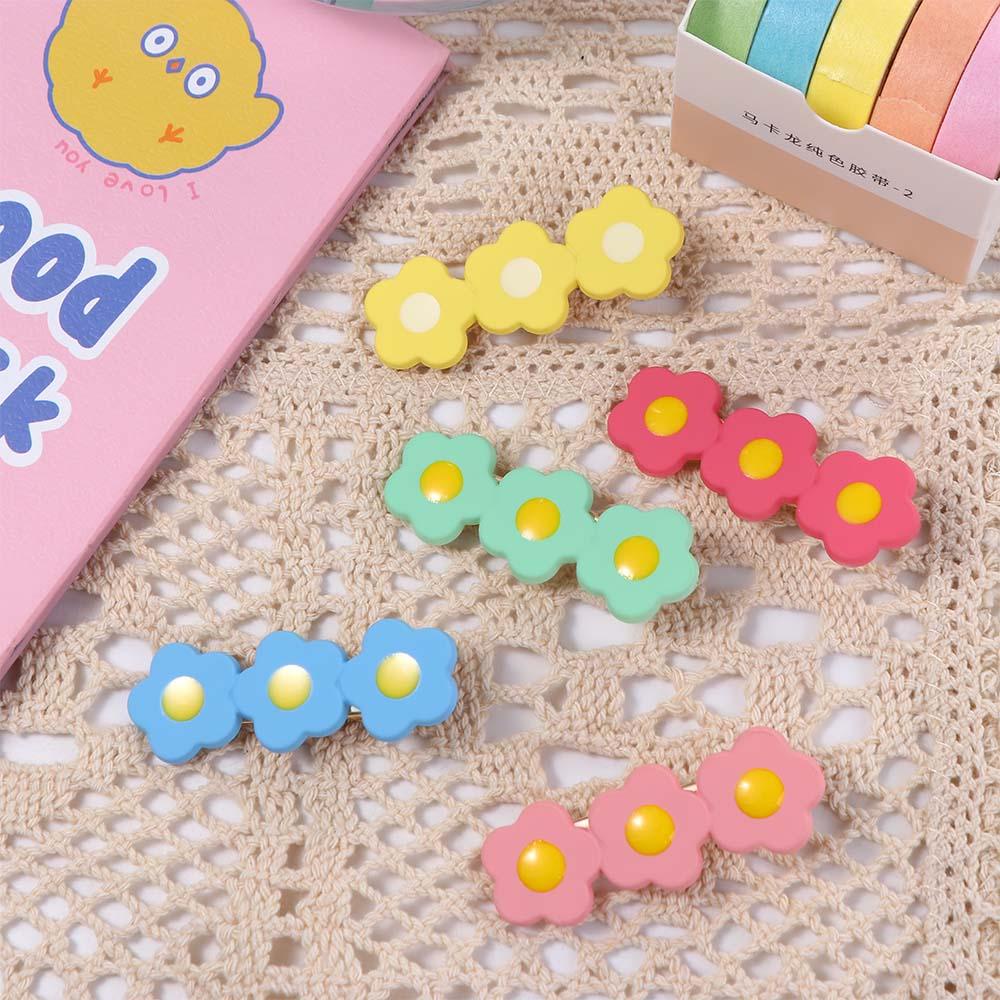 IVORY Kẹp Tóc BB Hình Hoa Màu Sắc Ngọt Ngào Phong Cách Retro Cho Nữ