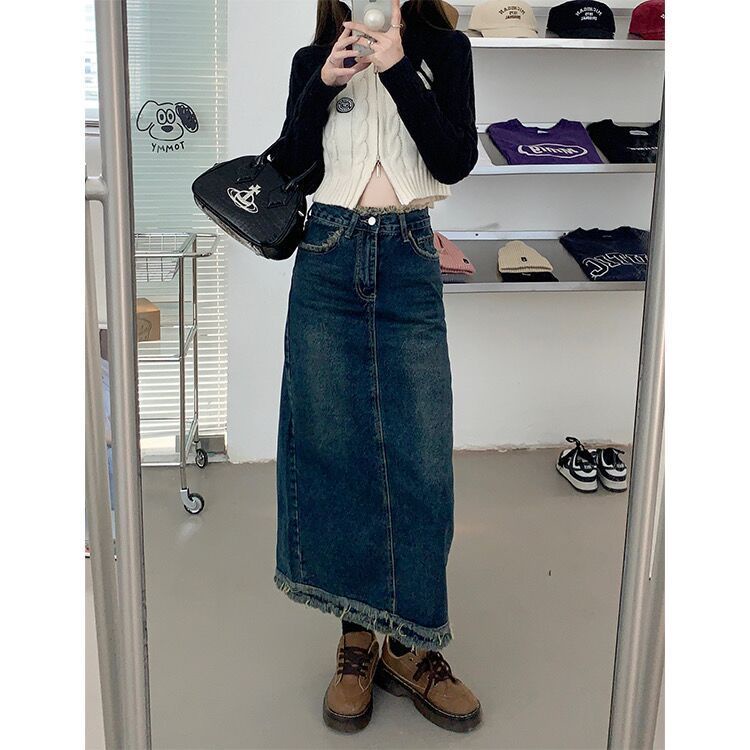 Chân Váy Jean Chữ a Lưng Cao Thời Trang Hàn Quốc