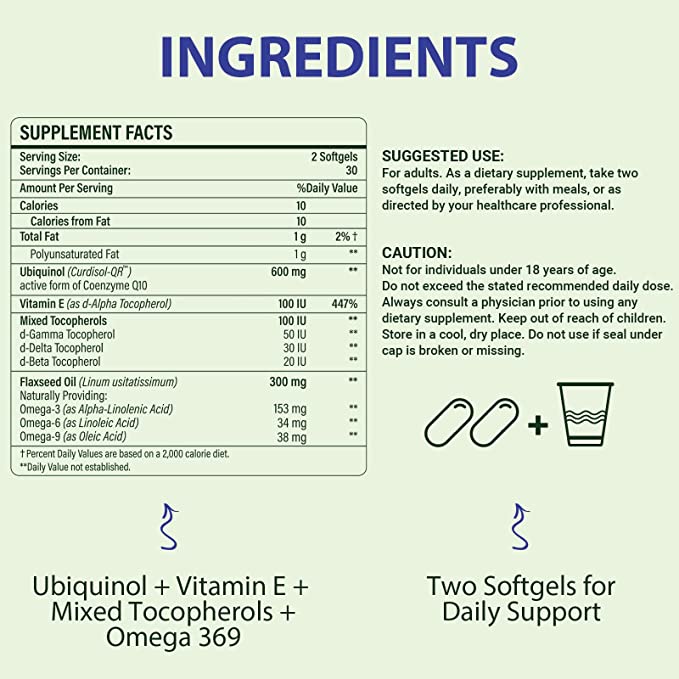 Mistaccy Ubiquinol CoQ10 600mg - Viên uống hỗ trợ tim mạch, huyết áp, chống oxy hóa 60 viên