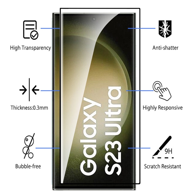 Set 3 Kính Cường Lực 9D Bảo Vệ Toàn Màn Hình Dành Cho Samsung Galaxy S23 Ultra S 23 Ultra S23 Ultra Kèm Phụ Kiện 6.8 Inch