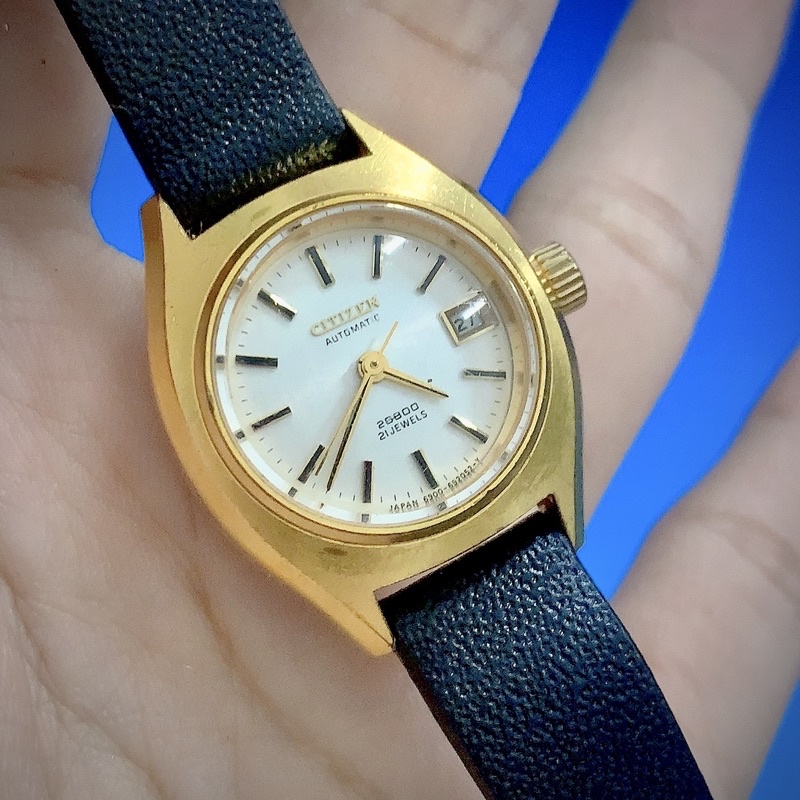 Đồng hồ si nữ hiệu Citizen, cơ automatic (cơ tự động), dây da - Secondhand watch