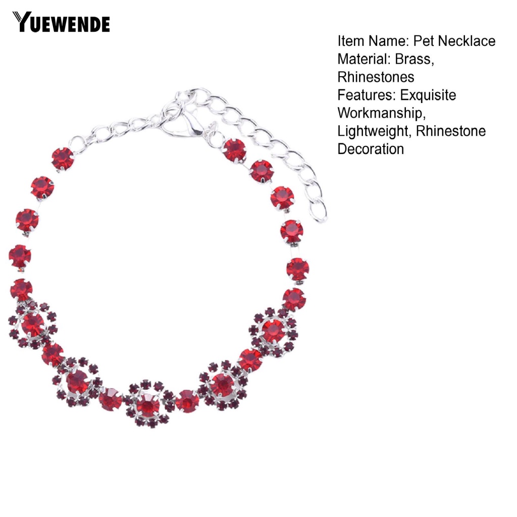 [Yue.z] Vòng Cổ Đính Đá Nhiều Màu Sắc Thanh Lịch Cho Thú Cưng