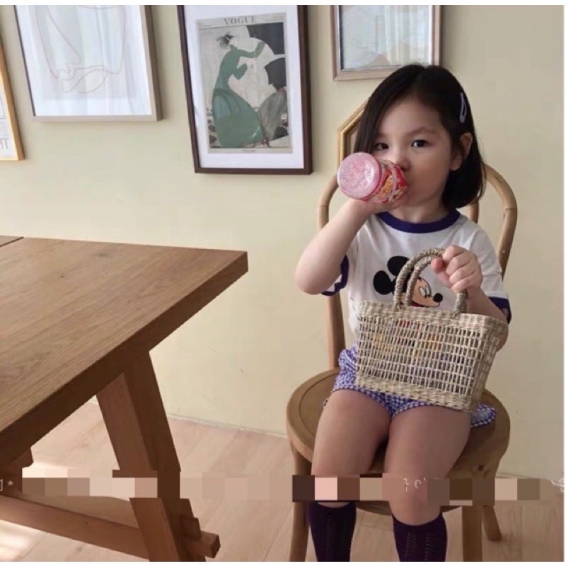 Túi cói mini, túi cói handmade cắm hoa hoặc cho bé xách