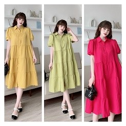 Váy bầu cao cấp💕chất lụa Nhật siêu đẹp, sang chảnh vô cùng💕free size 43~68kg